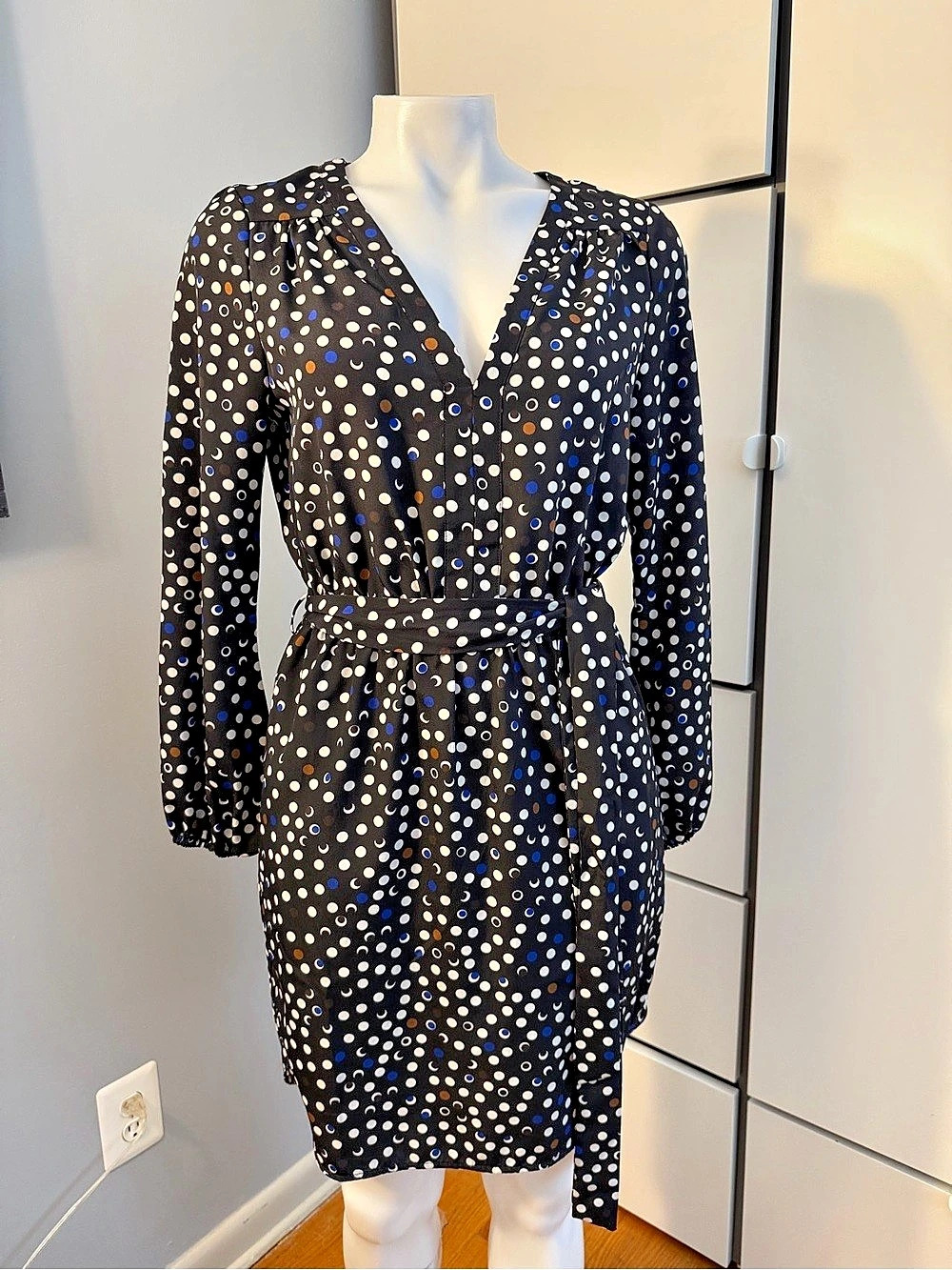 Polka Dot Mini Dress in Black & White Like New